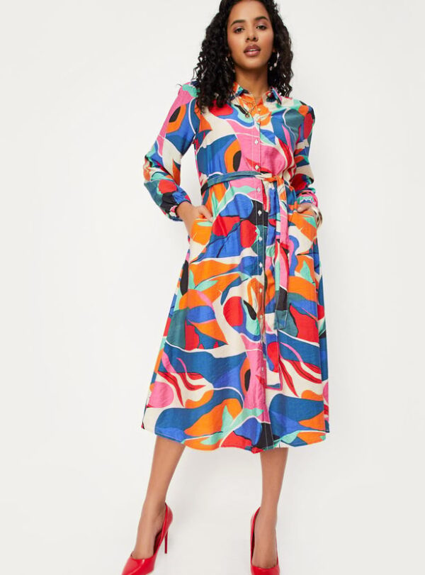 Women Printed Shirt Dress