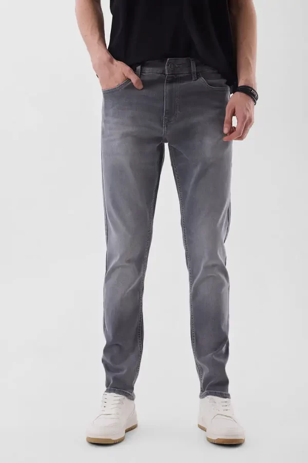 Grey Mid Rise Slim Fit Jeans