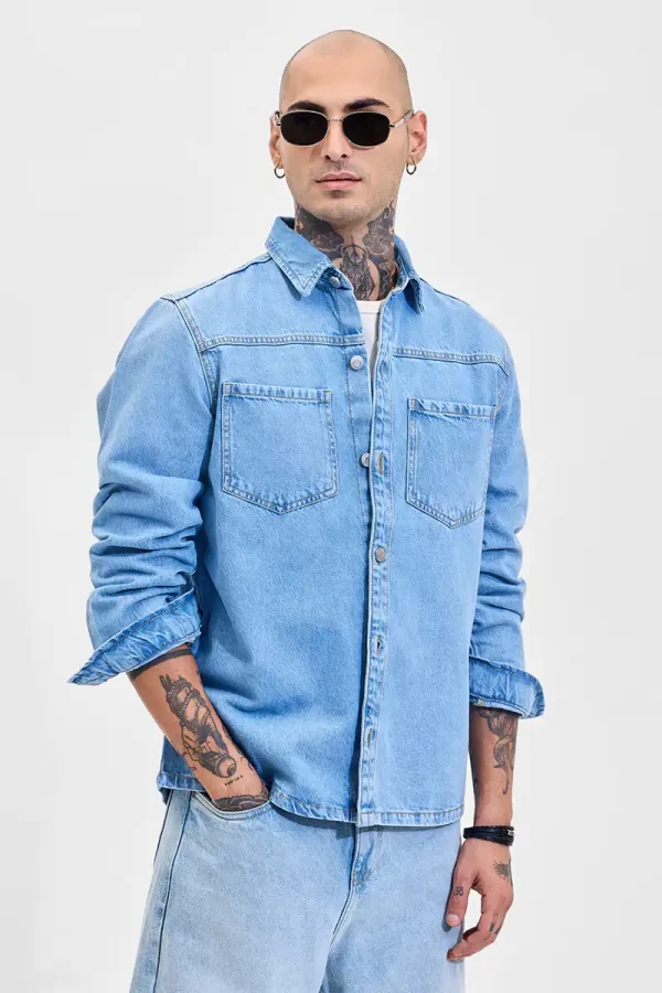 Light Blue Relaxed Fit Denim Shirt